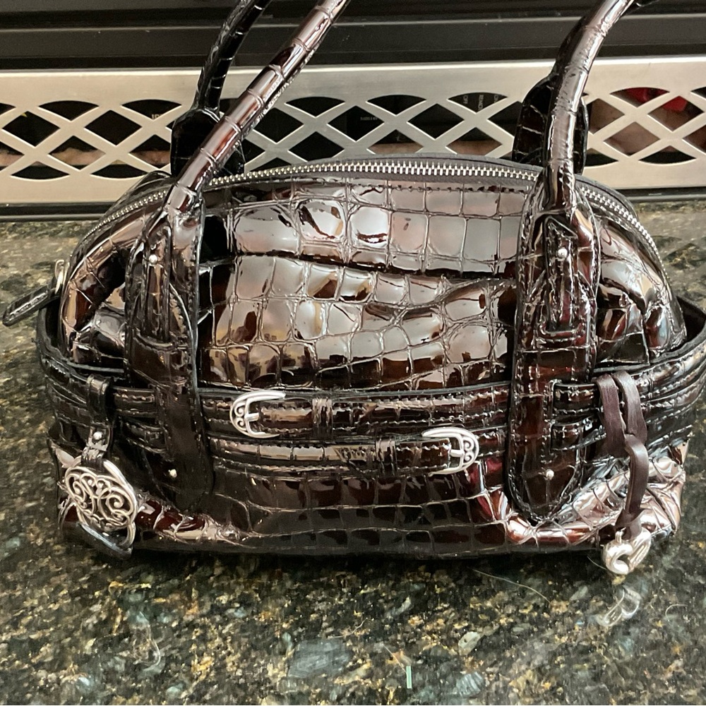Brighton brown Satchel with Croc Embossed Texture